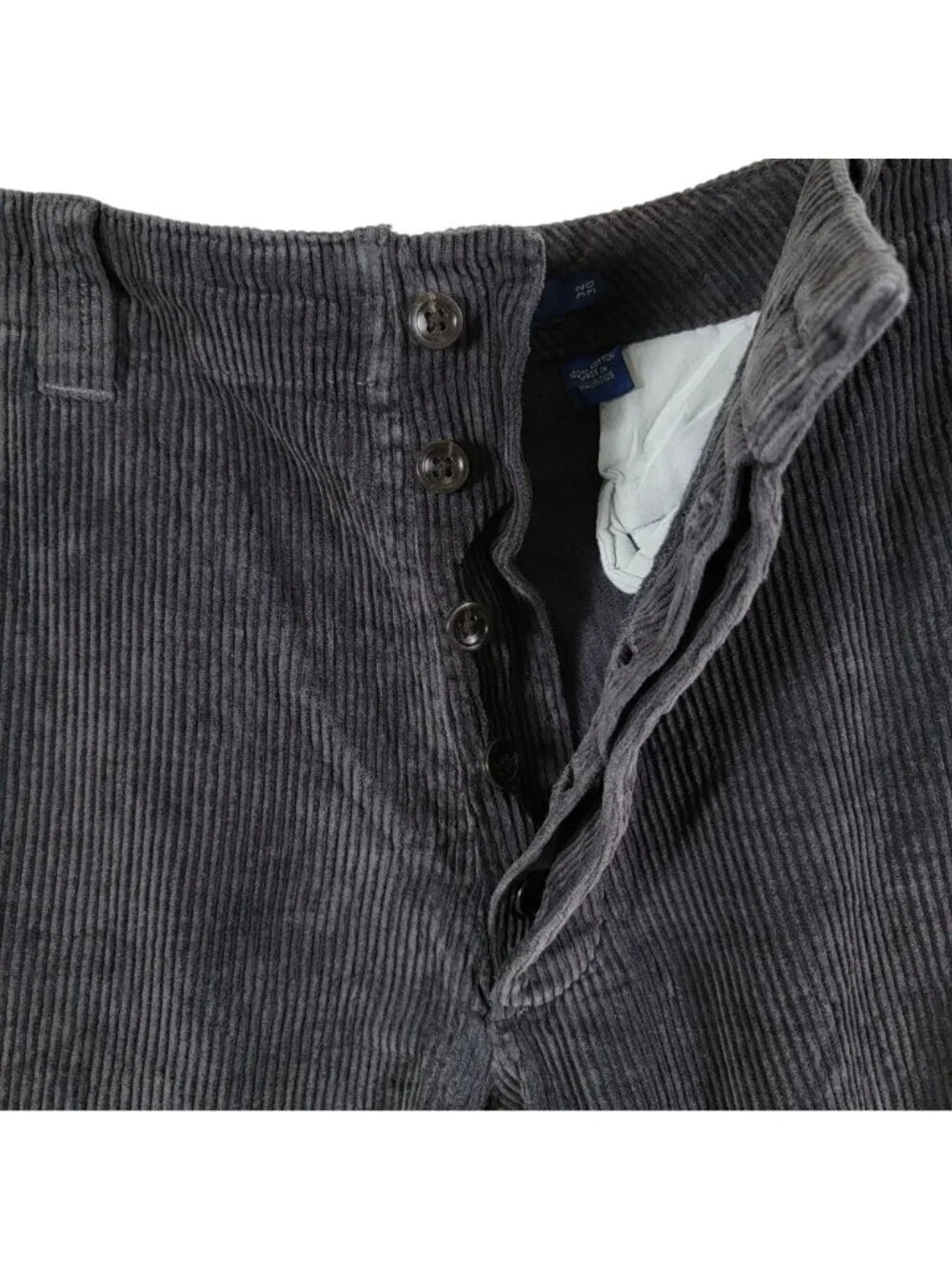 J. Crew Mens Gray Preppy Y2K Relaxed Fit Corduroy Button Fly Cargo Pants 32x30